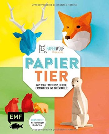 PAPIERtier Papercraft mit Fuchs, Hirsch, Erdmännchen und Bärenfamilie
