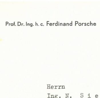 Porsche, Ferdinand - Autograph - „Oggauer … ein köstlicher Tropfen.“